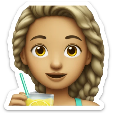 A girl drinking lemonade sticker