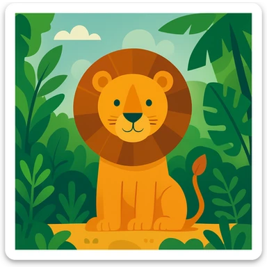 Flat design style lion in the jungle sticker