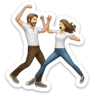 White brown hair couple man in shirt dancing rocknroll sticker