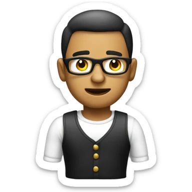 Rober with black and white shirt and a money back on his back sticker