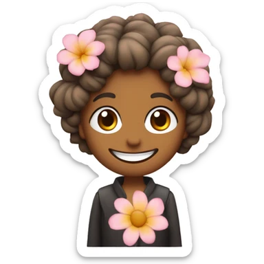 flor de sakura y adentro de la flor una carita con un sonrisa sticker