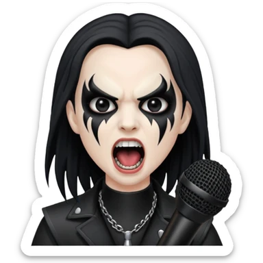 Black metal musician, screaming with mirophone sticker