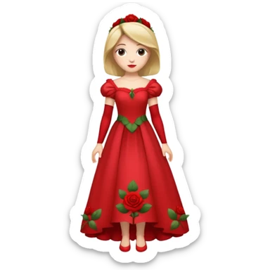 princess in a red rose dress full body sticker