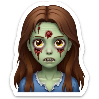 girl zombie with long brown hair sticker