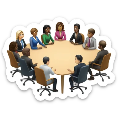 mix of races and genders board meeting sticker