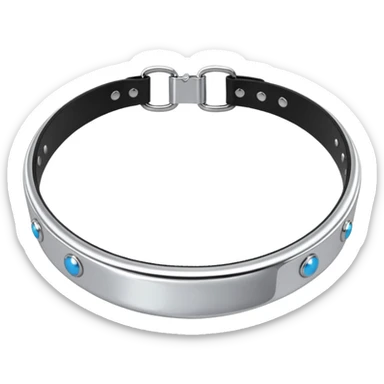 luxury fetish collar, silver chrome, smooth rounded metal, dominant erotic mood sticker
