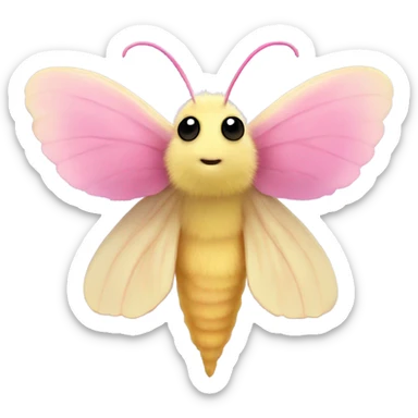 Fluffy cute Rosy maple moth sticker