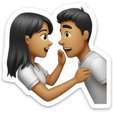 girl slapping a  boy sticker