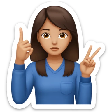 Brunette girl holding up middle finger sticker