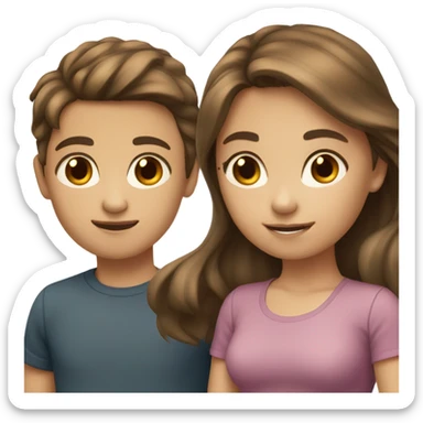 one boy and two girls with brown hair  sticker