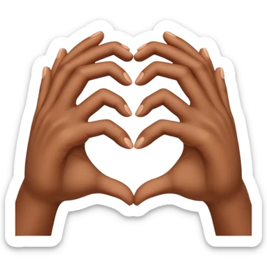 two brown hands forming a heart sticker