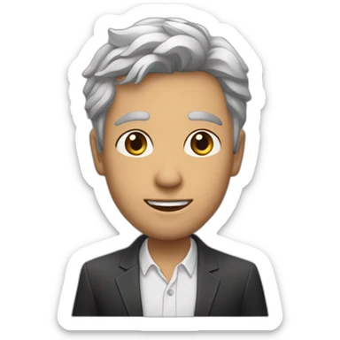 Мужчина альбинос с черным французским бульдогом sticker