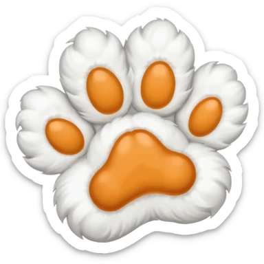 white fluffy paw, view from the top, cute, paw only sticker