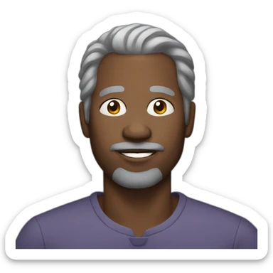 45 years old black  man with grey hair but no beard and no mustache sticker