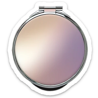 A round, elegant compact mirror with a shiny pastel or gold exterior. sticker