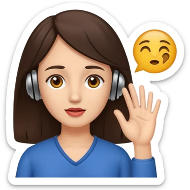 brunette woman with hearing impairment sticker