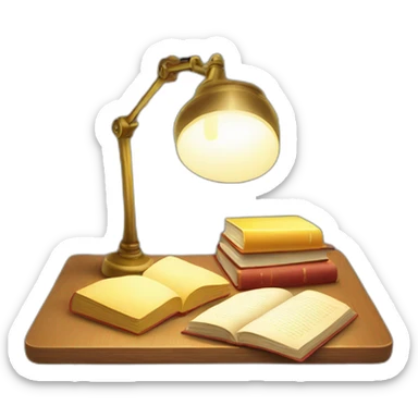 table with a book and a reading lamp sticker