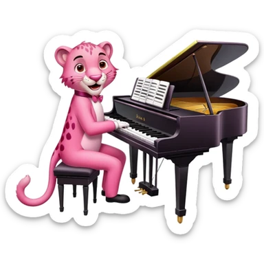 Pink panther playing the piano  sticker