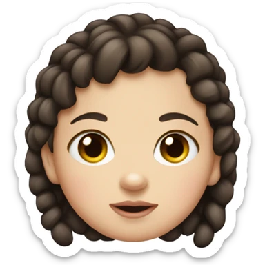 White little brown-eyed baby with dark hair, two pigtails, plump lips sticker