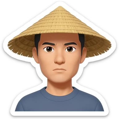 The freeze emoji but on an Asian guy with a rice hat sticker