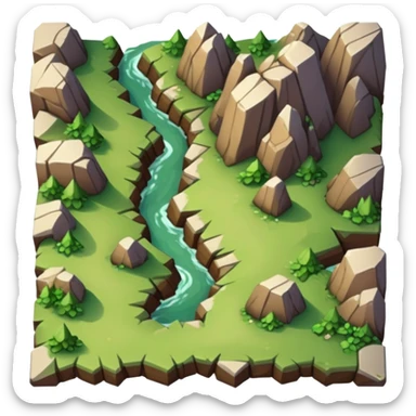 RPG mountain terrain tile top-down view sticker