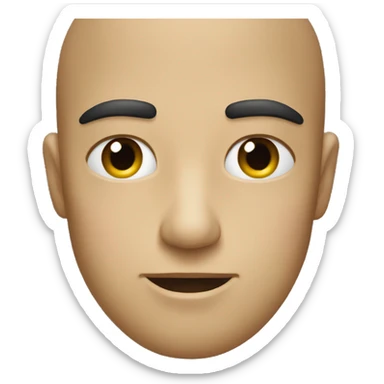 face with eyebrows drawn together, half-closed eyes and the mouth a flat line with upturned edges sticker