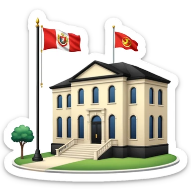 embassy entrance with flagpole icon sticker