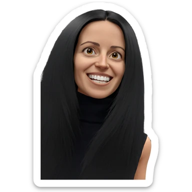 happy girl with black hair sticker