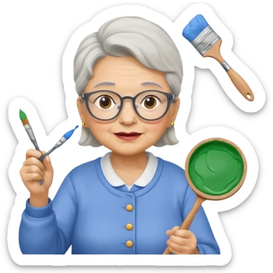 Grandma is painting an house sticker