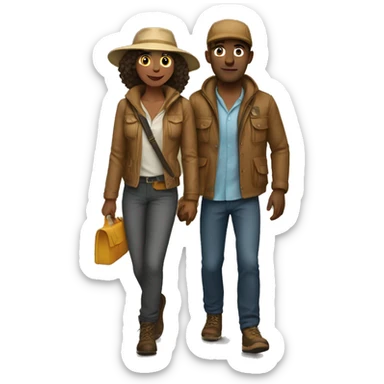 adventurous couple sticker