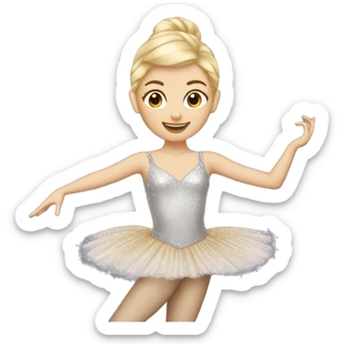Blonde ballerina in a sparkly winter dance costume sticker