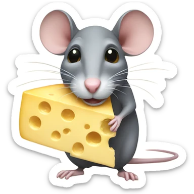 Rat eating cheese sticker
