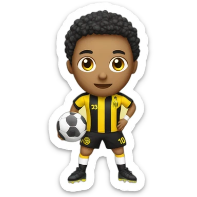 Futbolista con balon y camiseta a rayas amarillas y negras sticker