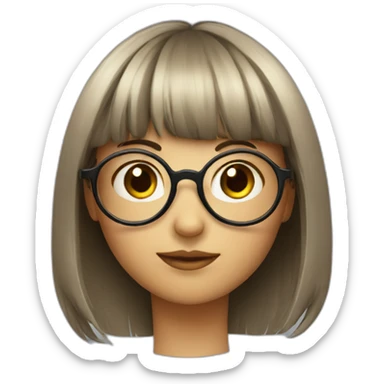 a round face girl with bangs,glasses sticker