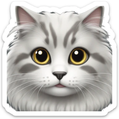 Grey and white fluffy cat cute sticker