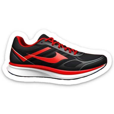 Running shoes placed on a professional track, ready for a sprint. The vibrant background features a stadium with cheering fans, a bright blue sky, and a digital timer displaying race time. Motion lines emphasize speed and energy. Transparent background highlights the athletic spirit. sticker