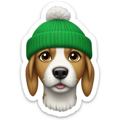 Dog with green beanie sticker