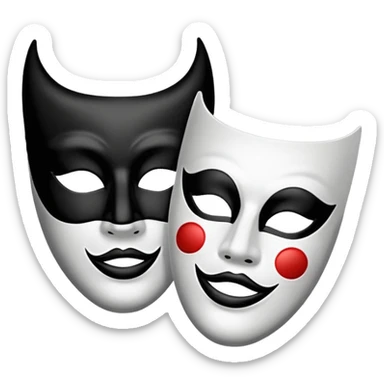 Create this emoji : 🎭 but in White and black and gray sticker
