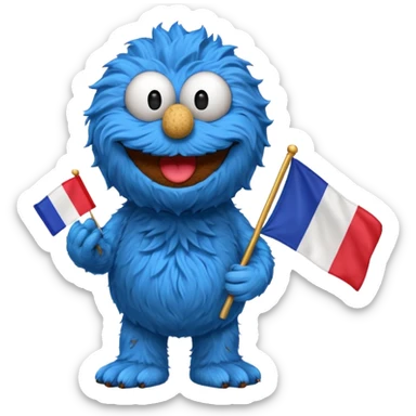cookie monster with french flag sticker