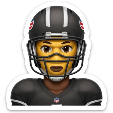 American black football player with a mask which have small holes like a goalkeeper mask sticker