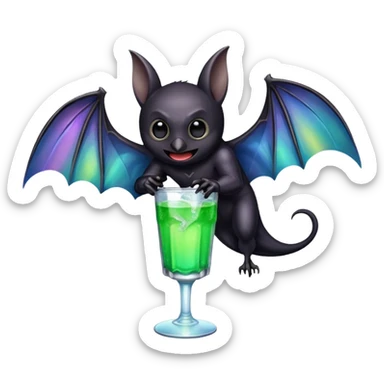 black bat drinkig sprite sticker