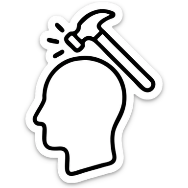 head with a hammer hitting it outlined icon sticker