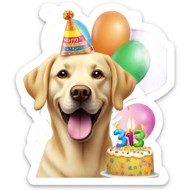 Yellow lab turns 3 sticker