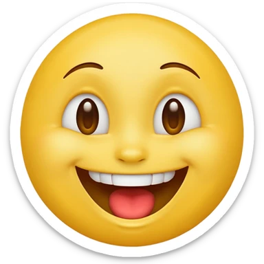 laughing emoji, yellow face, wide open mouth, smiling eyes, simple, apple style sticker