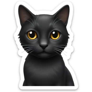 Gato negro y gato blanco con pelo largo sticker