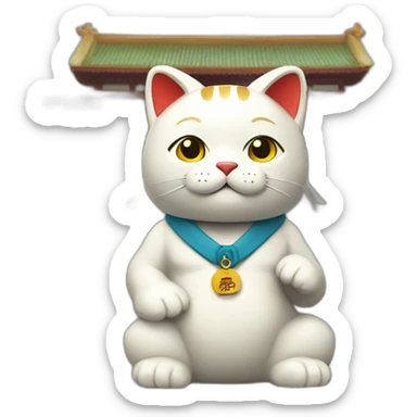maneki neko going to university sticker