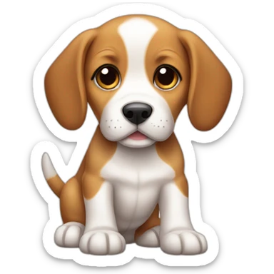 Puppy beagle with bone sticker