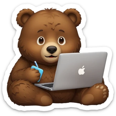 bear emoji playing and chilling pc cozy sticker