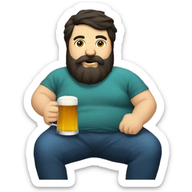 Dark hair beard man drinking beer on couch chubby sticker