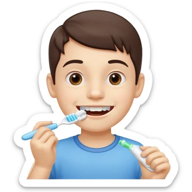 Kid brushing their teeth sticker